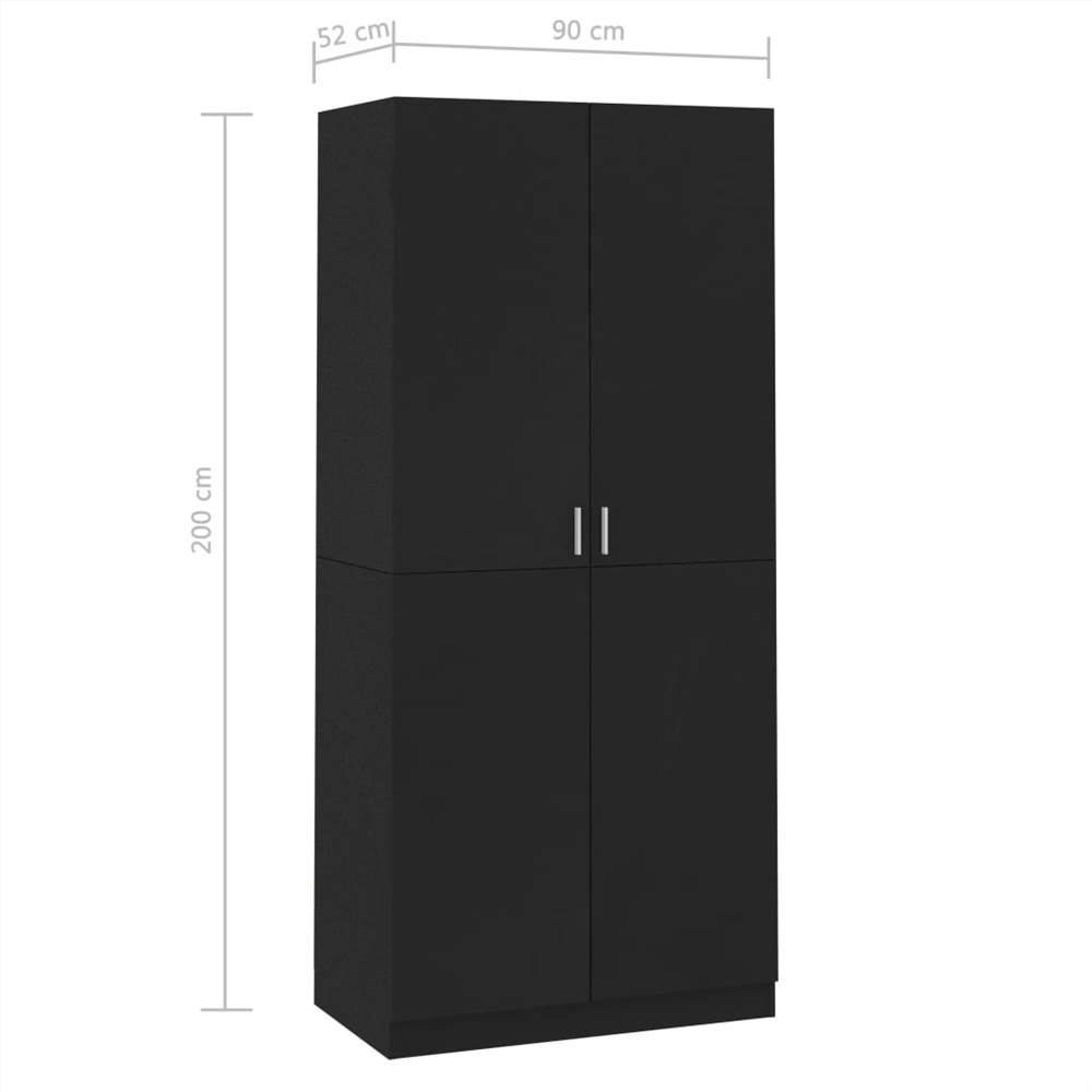 Wardrobe Black 90x52x200 cm Chipboard