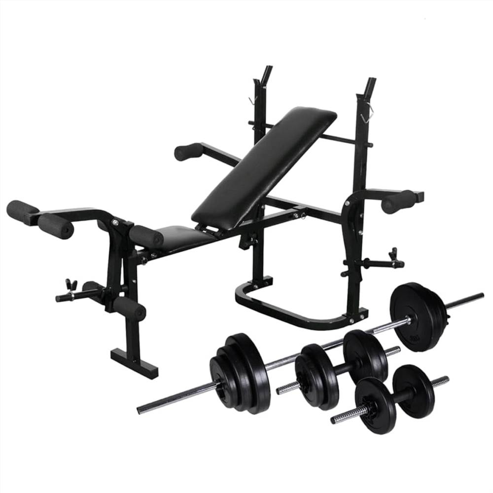 Weight Bench with Weight Rack, Barbell and Dumbbell Set 30.5kg