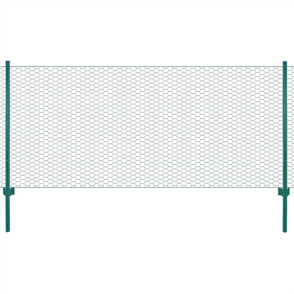 

Wire Mesh Fence with Posts Steel 25x0.75 m Green