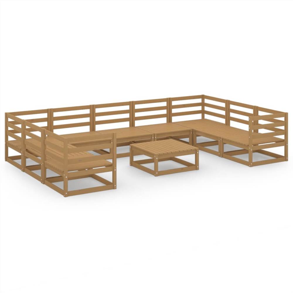 

10 Piece Garden Lounge Set Solid Pinewood