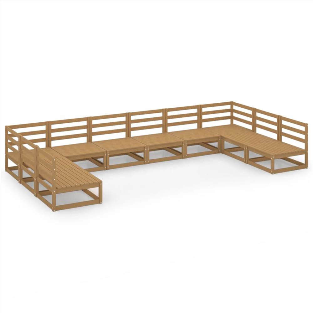 

10 Piece Garden Lounge Set Solid Pinewood