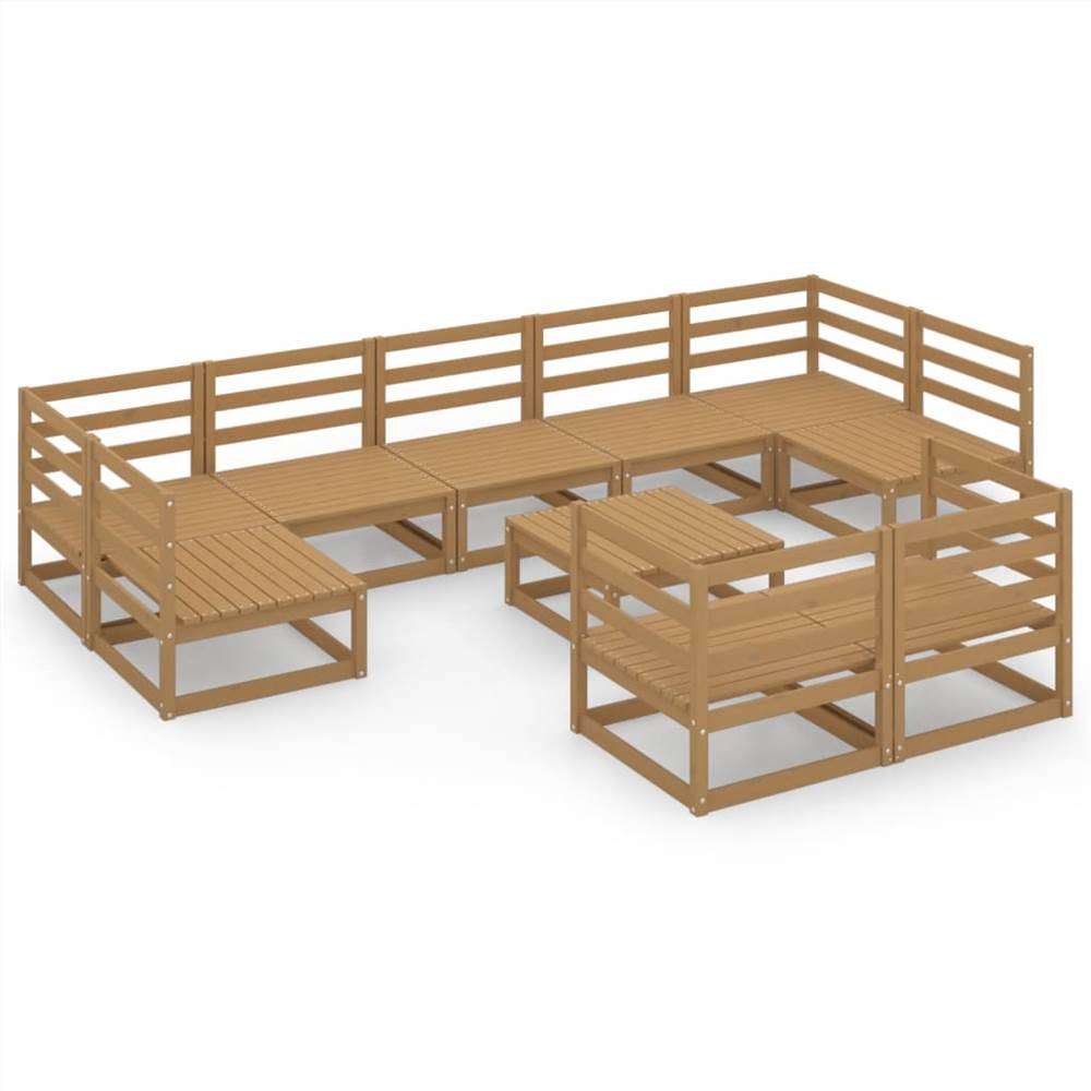 

10 Piece Garden Lounge Set Solid Pinewood