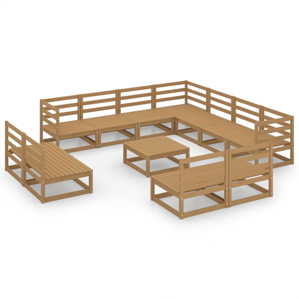 

12 Piece Garden Lounge Set Honey Brown Solid Pinewood