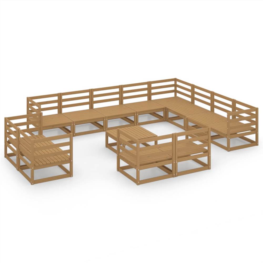 

13 Piece Garden Lounge Set Honey Brown Solid Pinewood