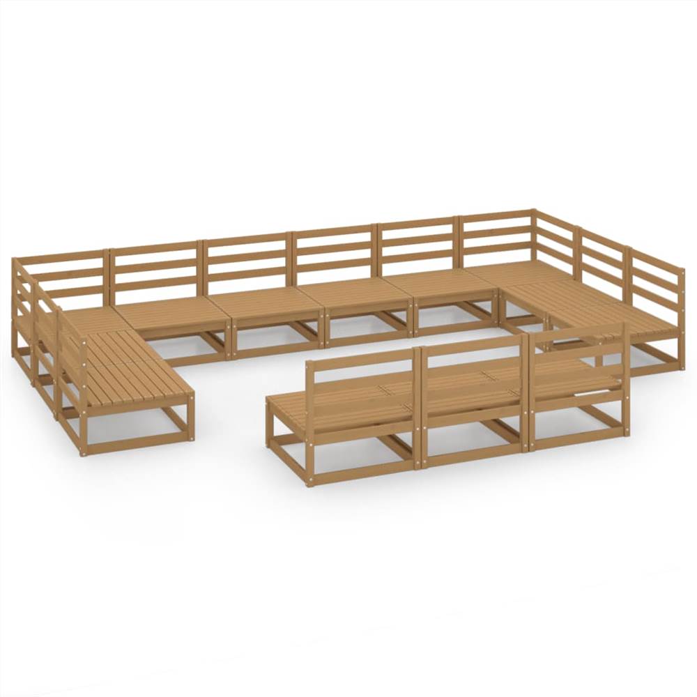 

13 Piece Garden Lounge Set Solid Pinewood