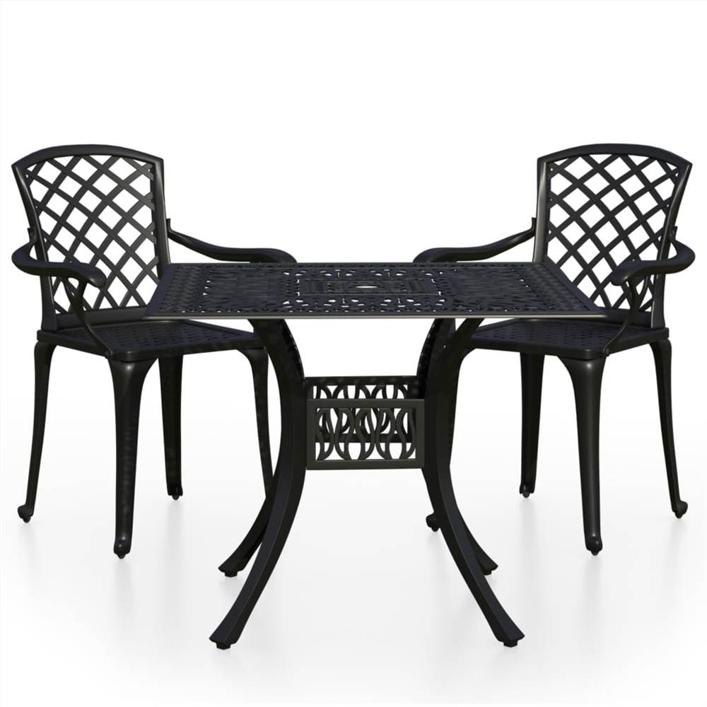 3 Piece Bistro Set Cast Aluminium Black   3 Piece Bistro Set Cast Aluminium Black 492082 1 