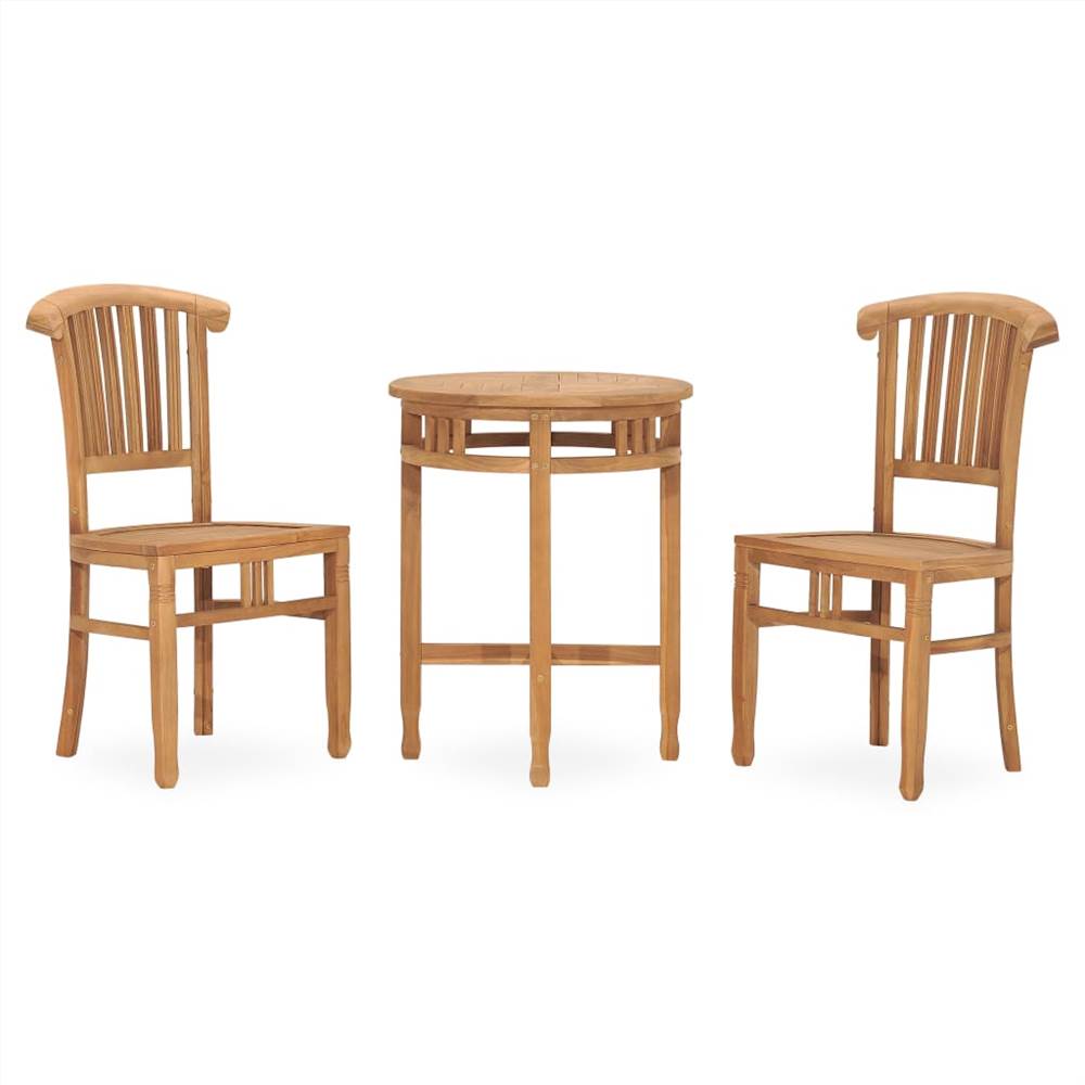 3 Piece Garden Dining Set Solid Teak Wood