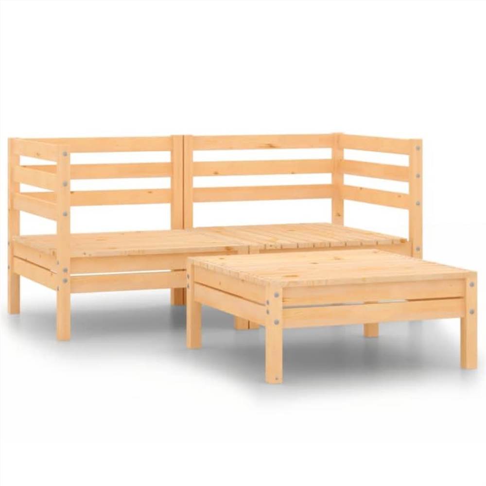 

3 Piece Garden Lounge Set Solid Pinewood