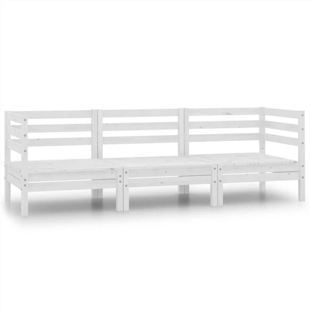 

3 Piece Garden Lounge Set Solid Pinewood White