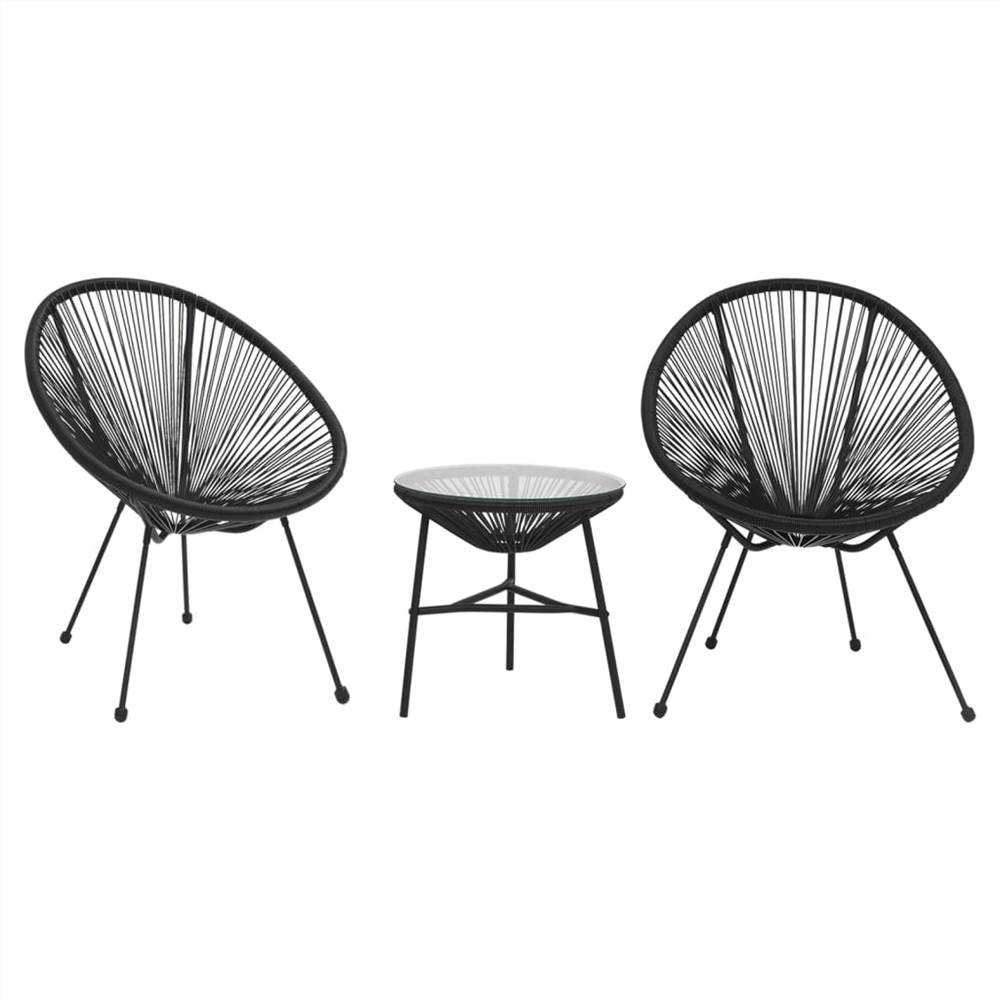 

3 Piece Outdoor Dining Set PVC Rattan Black