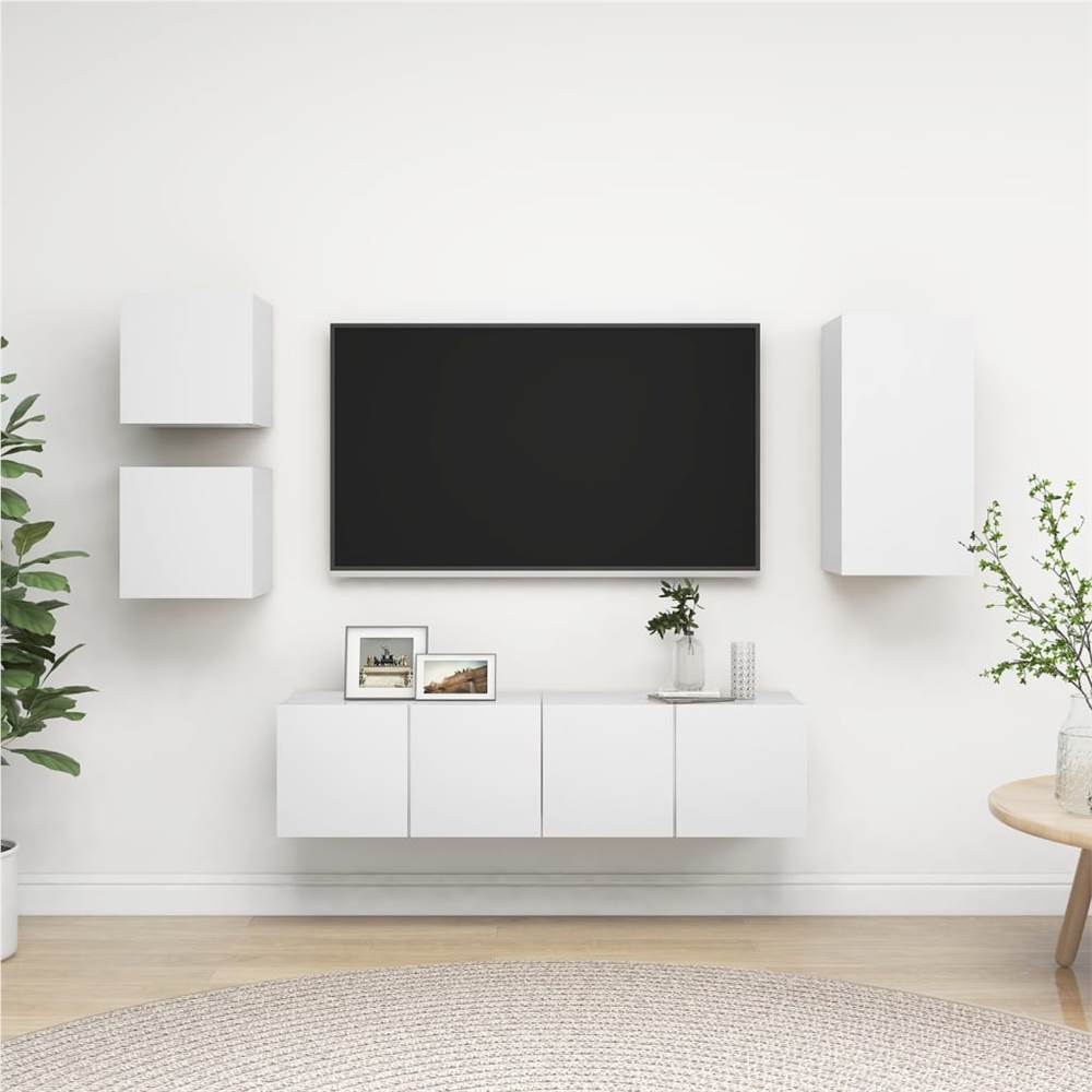 

3078695 5 Piece TV Cabinet Set White Chipboard (804482+803326+804509)