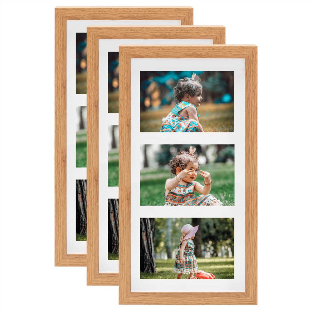 

3D Box Photo Frames 3 pcs Oak 18x35 cm for 3x