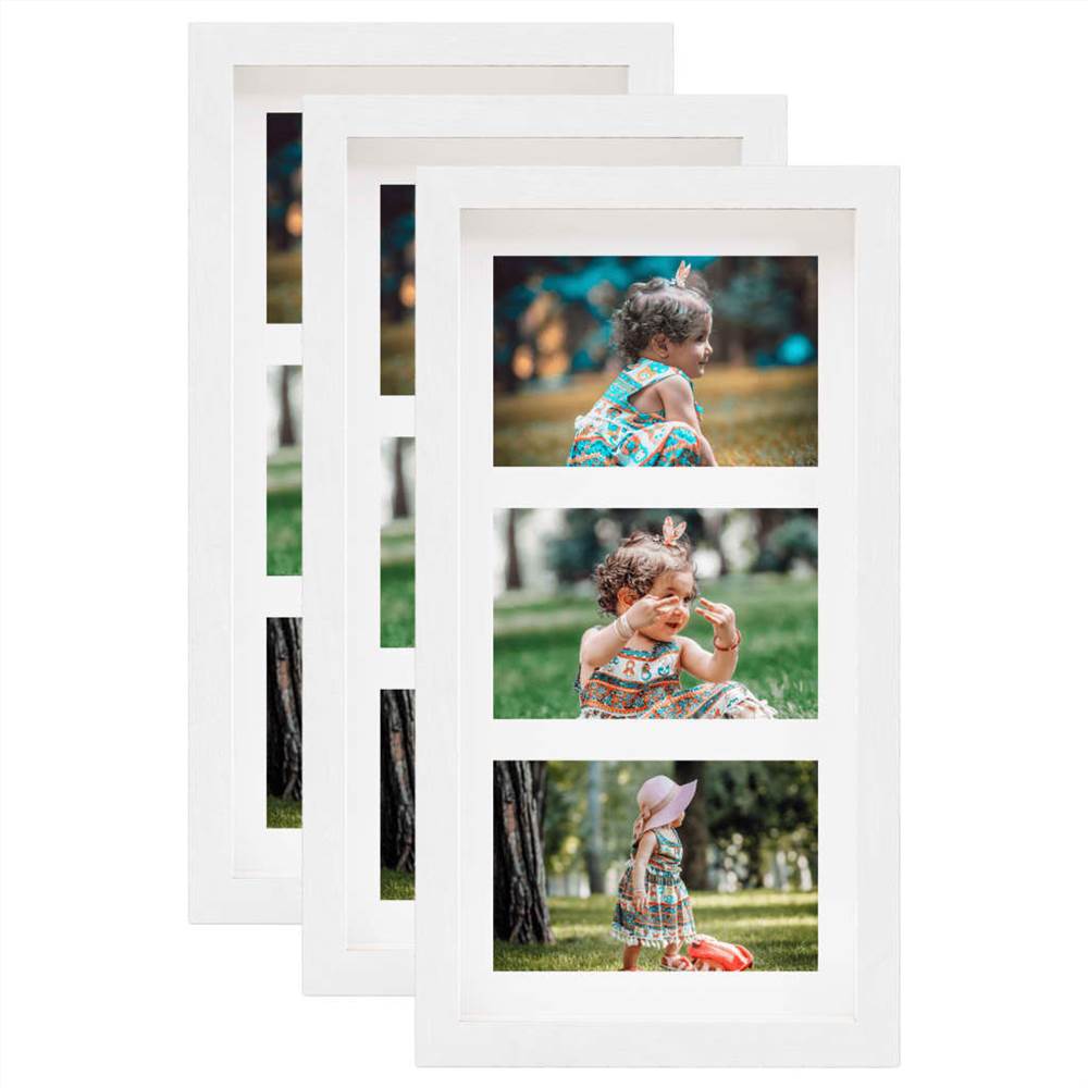 

3D Box Photo Frames 3 pcs White 18x35 cm for 3x