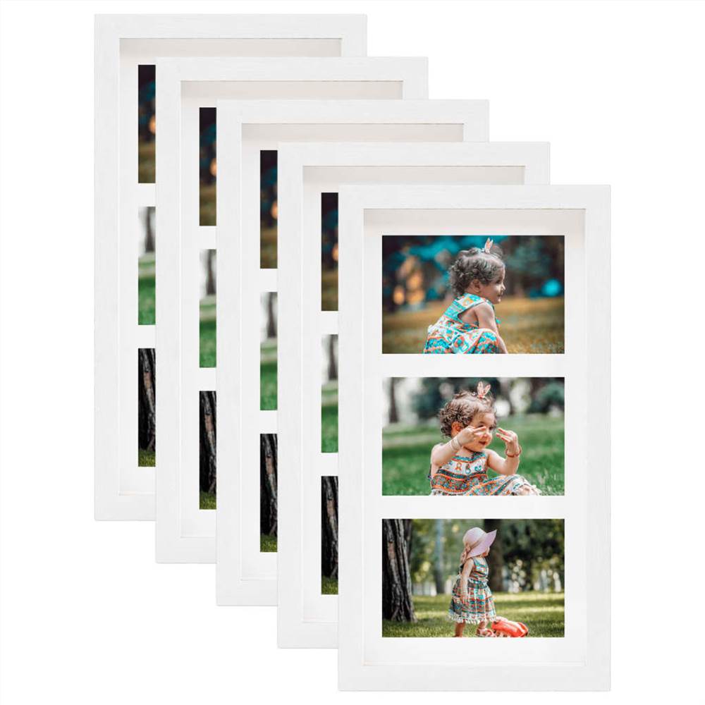 

3D Box Photo Frames 5 pcs White 18x35 cm for 3x