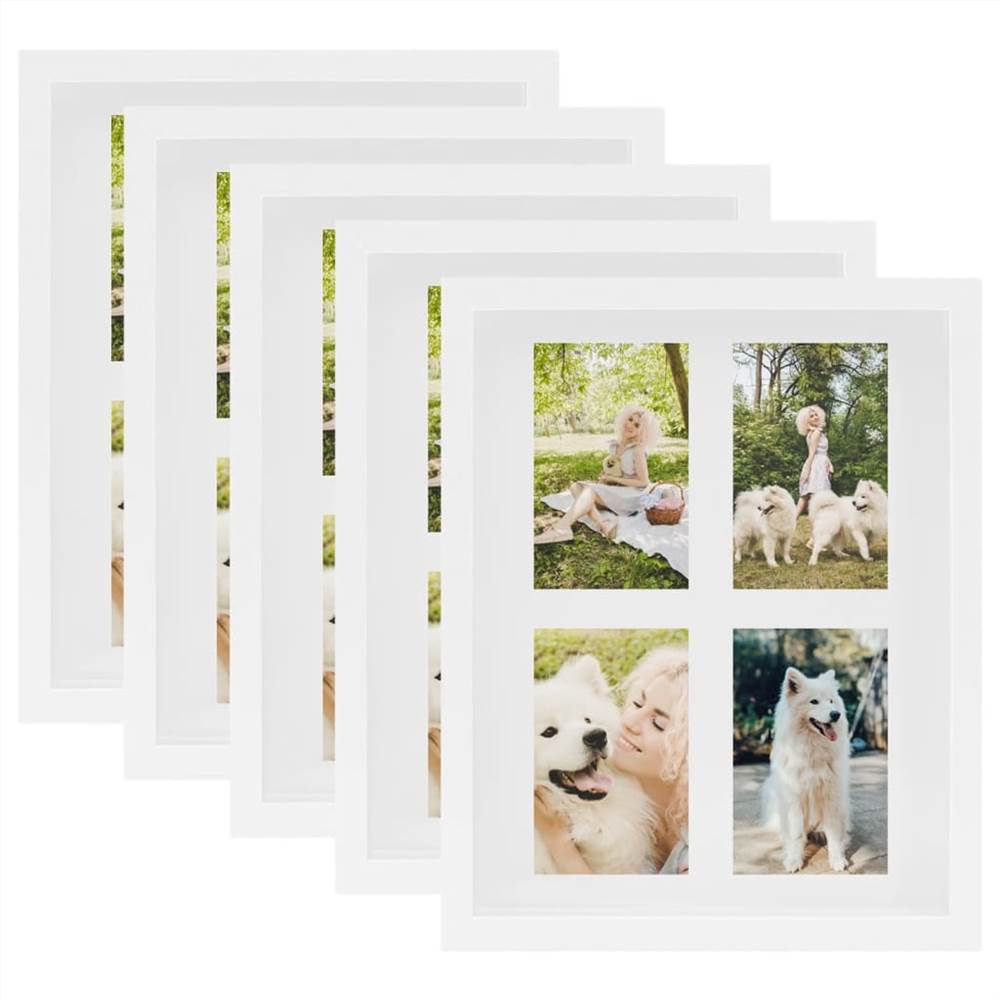 

3D Box Photo Frames 5 pcs White 28x35 cm for 4x