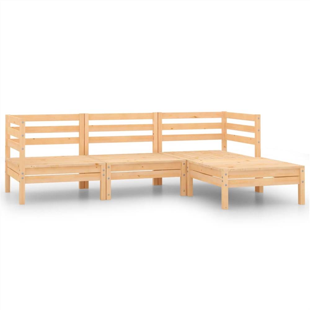 

4 Piece Garden Lounge Set Solid Pinewood