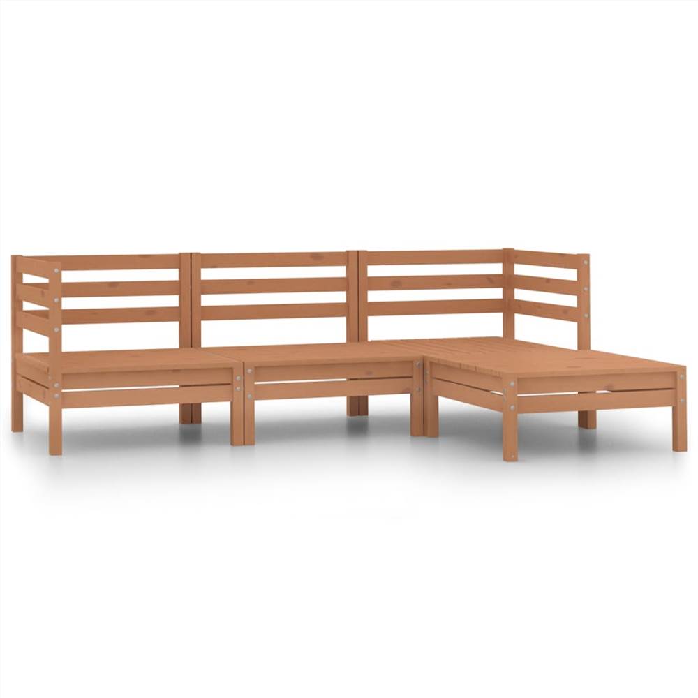 

4 Piece Garden Lounge Set Solid Pinewood Honey Brown