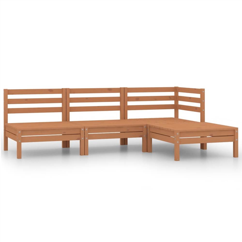

4 Piece Garden Lounge Set Solid Pinewood Honey Brown