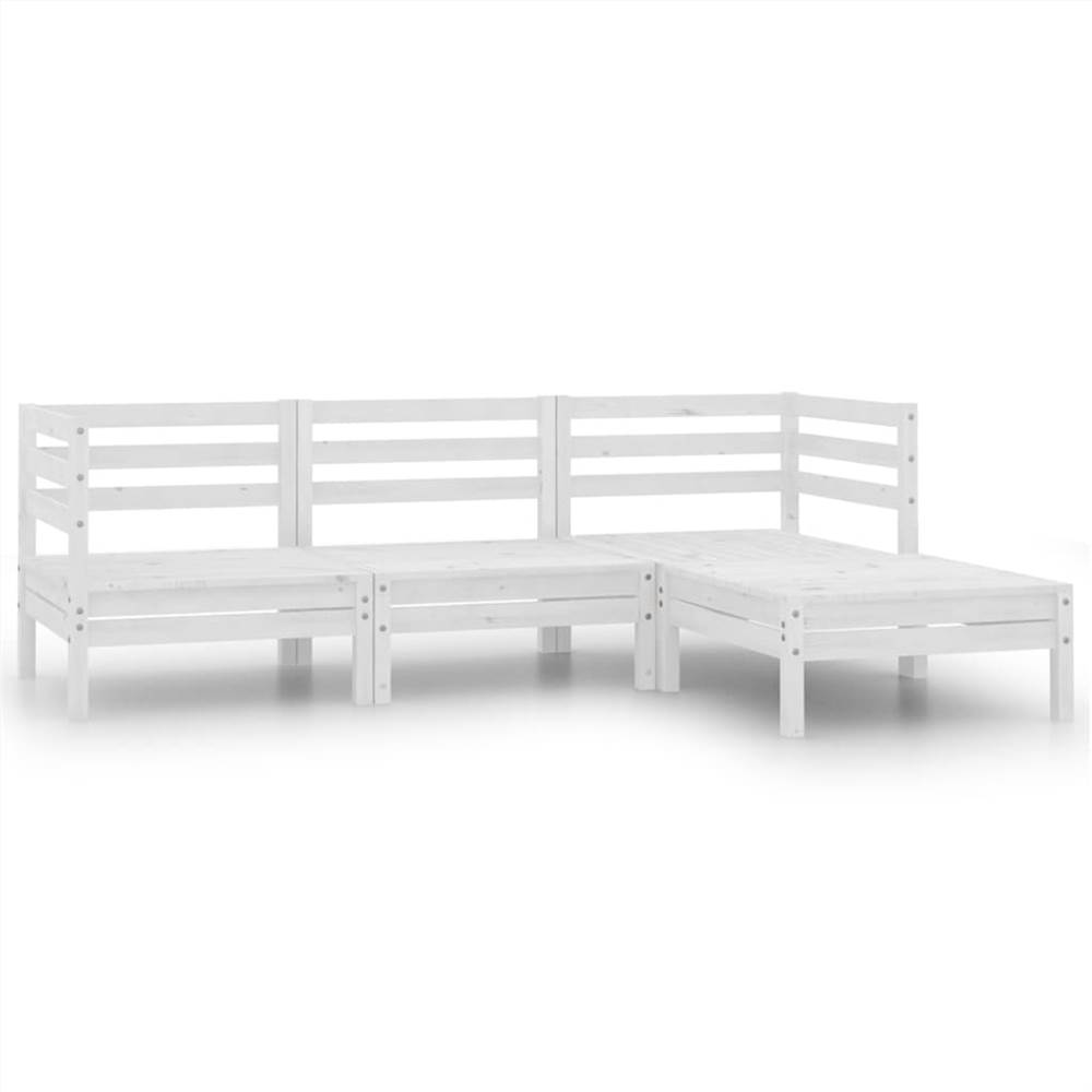 

4 Piece Garden Lounge Set Solid Pinewood White