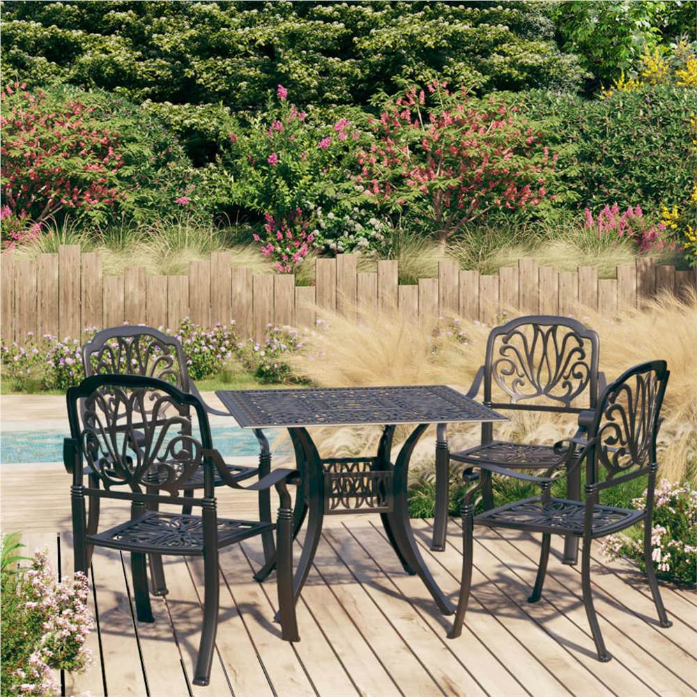 

5 Piece Bistro Set Cast Aluminium Black