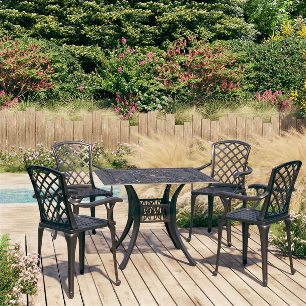 

5 Piece Bistro Set Cast Aluminium Black