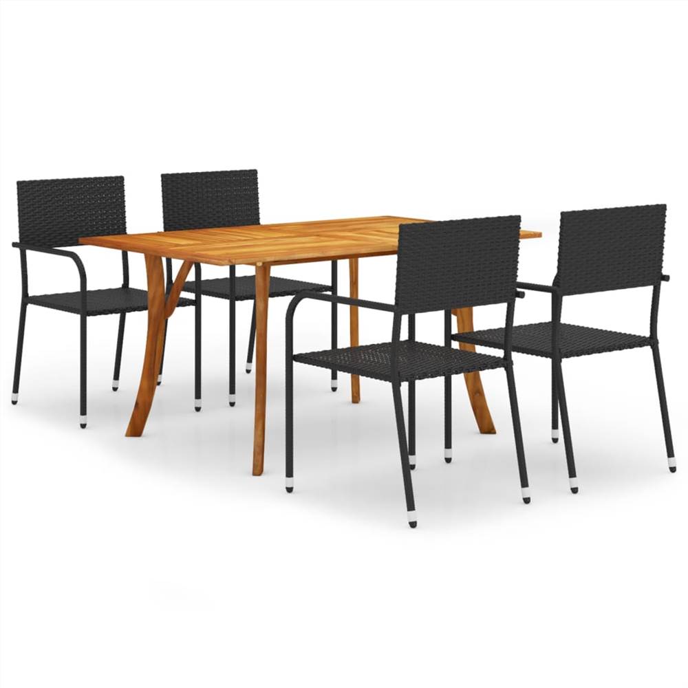 

5 Piece Garden Dining Set Black