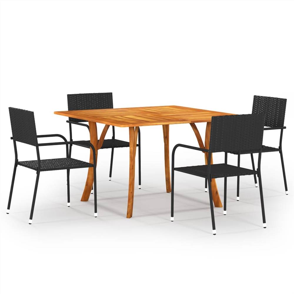 

5 Piece Garden Dining Set Black