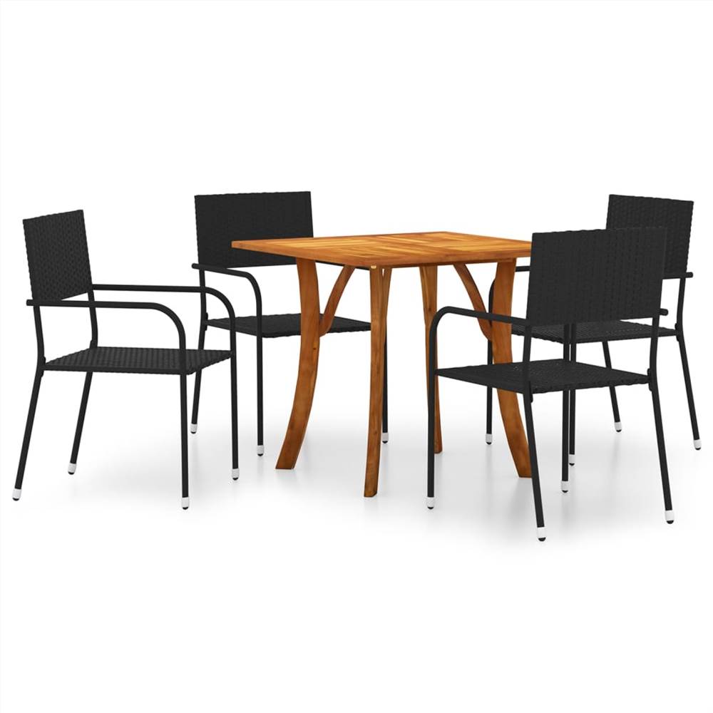 

5 Piece Garden Dining Set Black