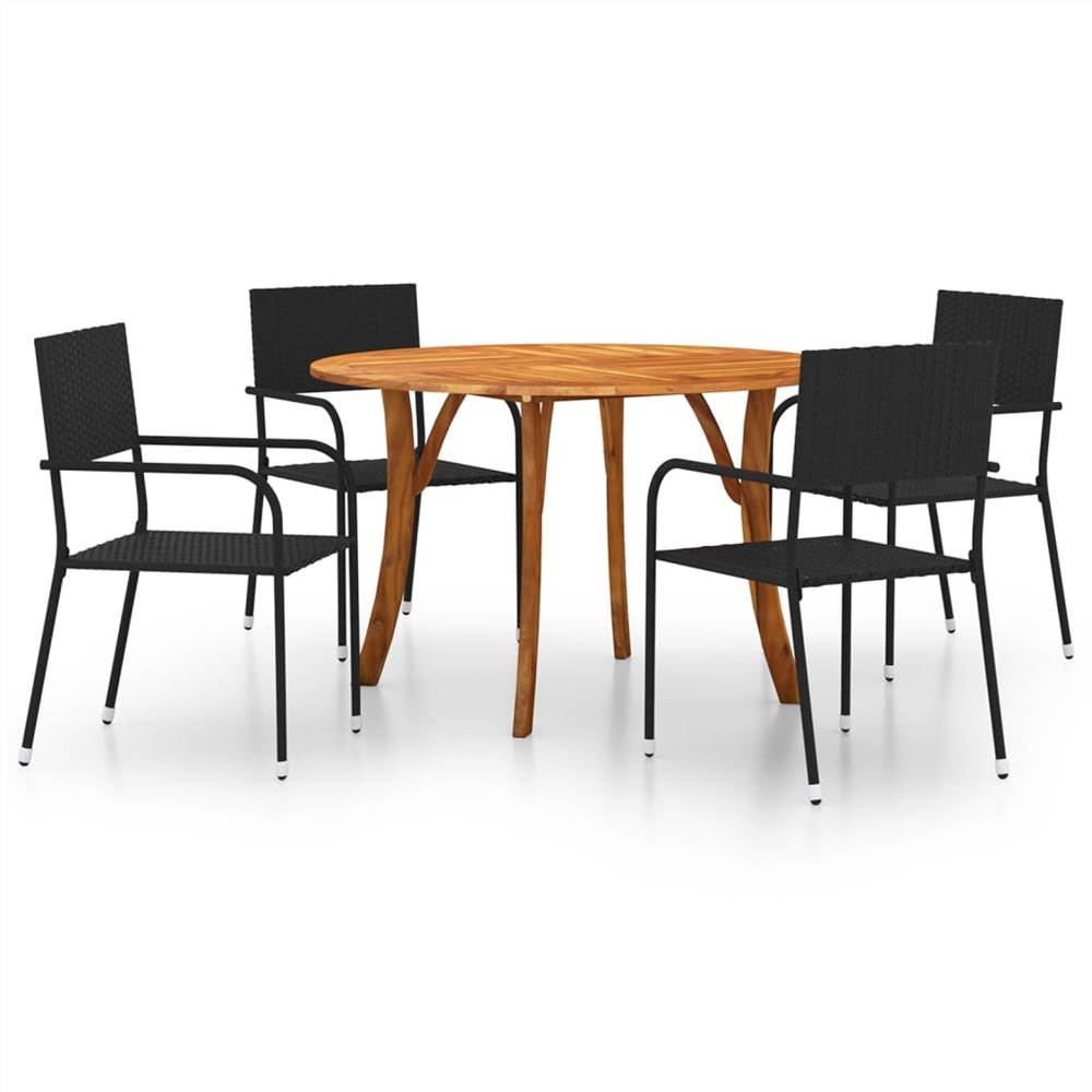 

5 Piece Garden Dining Set Black