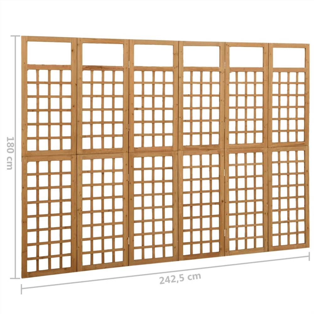 6-Panel Room Divider/Trellis Solid Fir Wood 242.5x180 cm