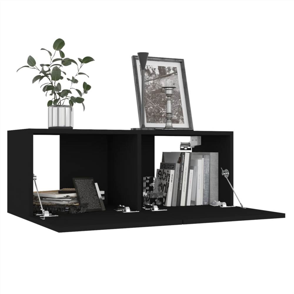 6 Piece TV Cabinet Set Black Chipboard