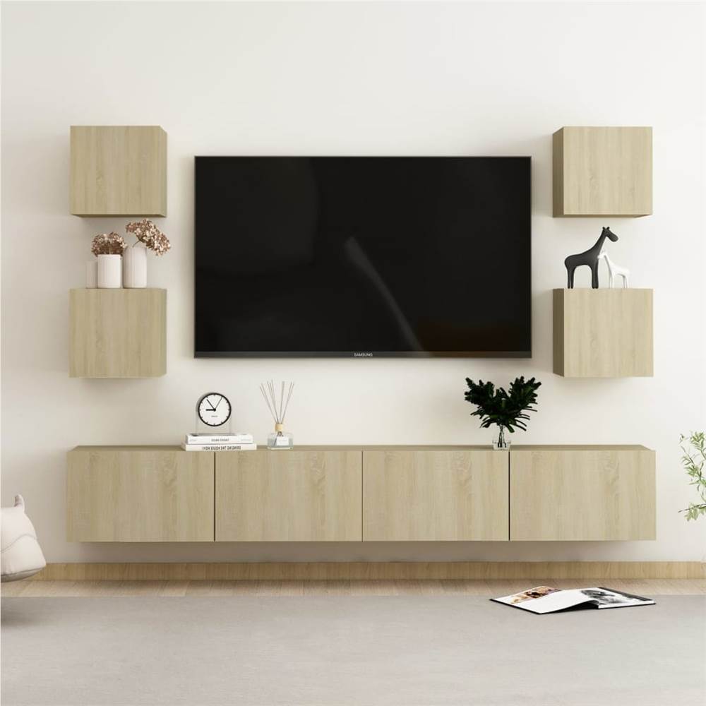 

6 Piece TV Cabinet Set Sonoma Oak Chipboard