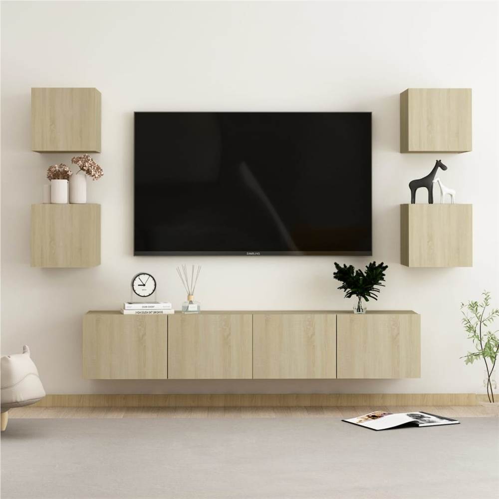 

6 Piece TV Cabinet Set Sonoma Oak Chipboard