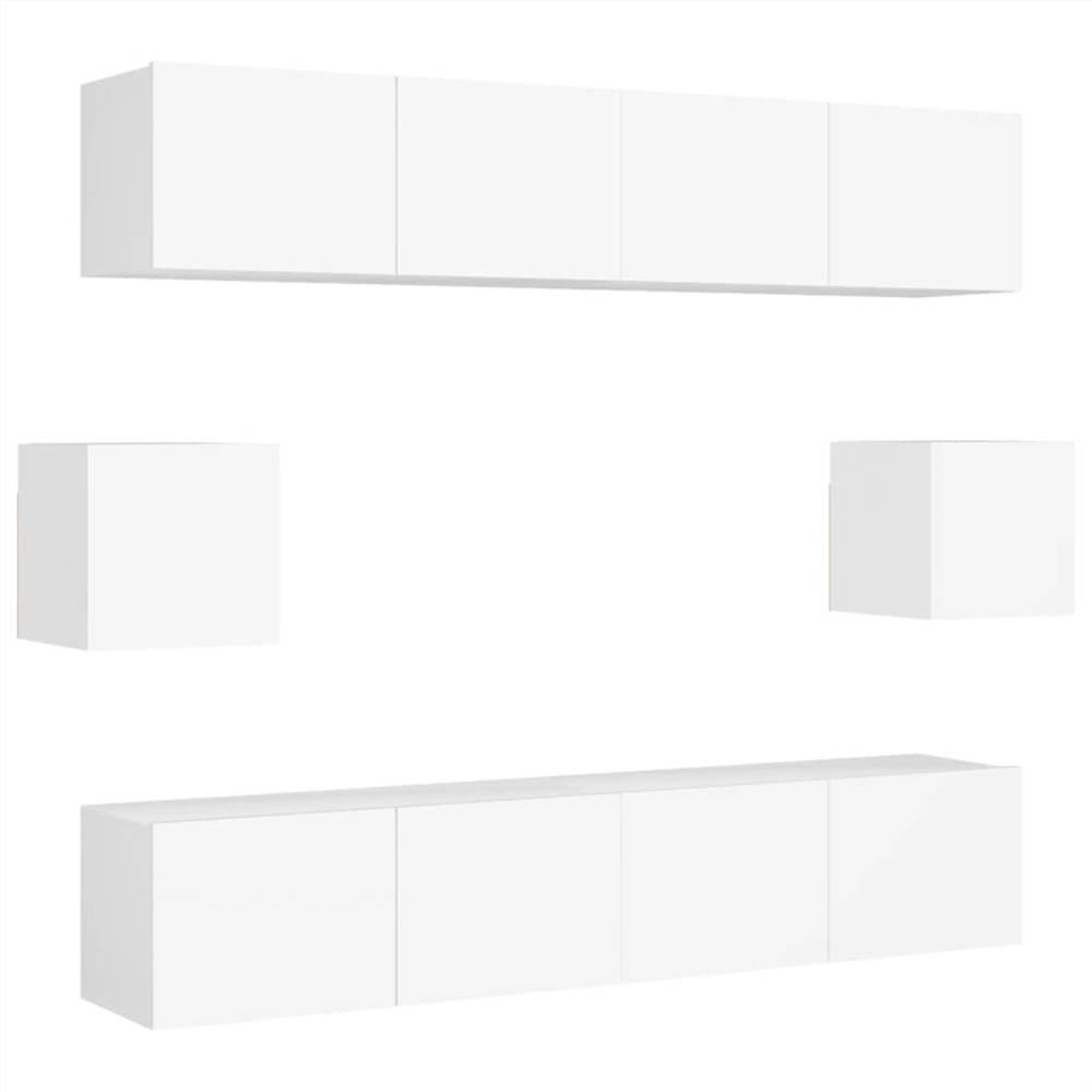 6 Piece TV Set White Chipboard