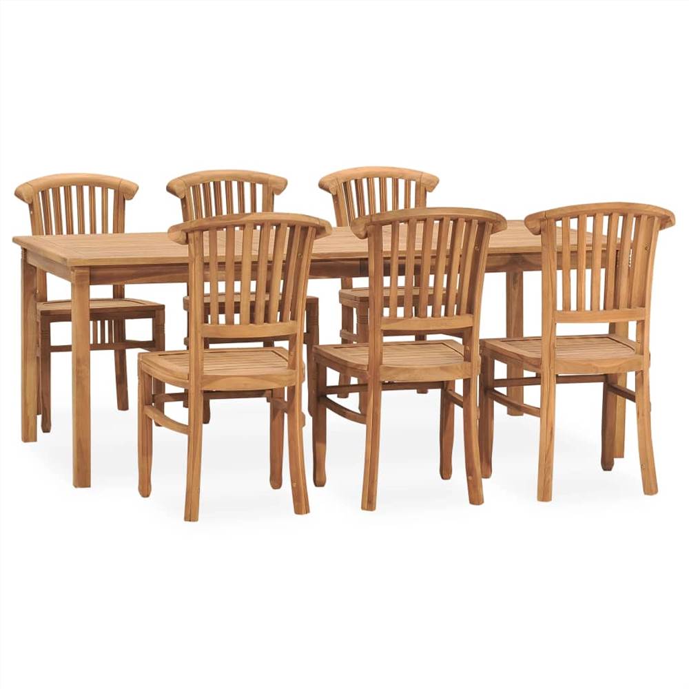 

7 Piece Garden Dining Set Solid Teak Wood