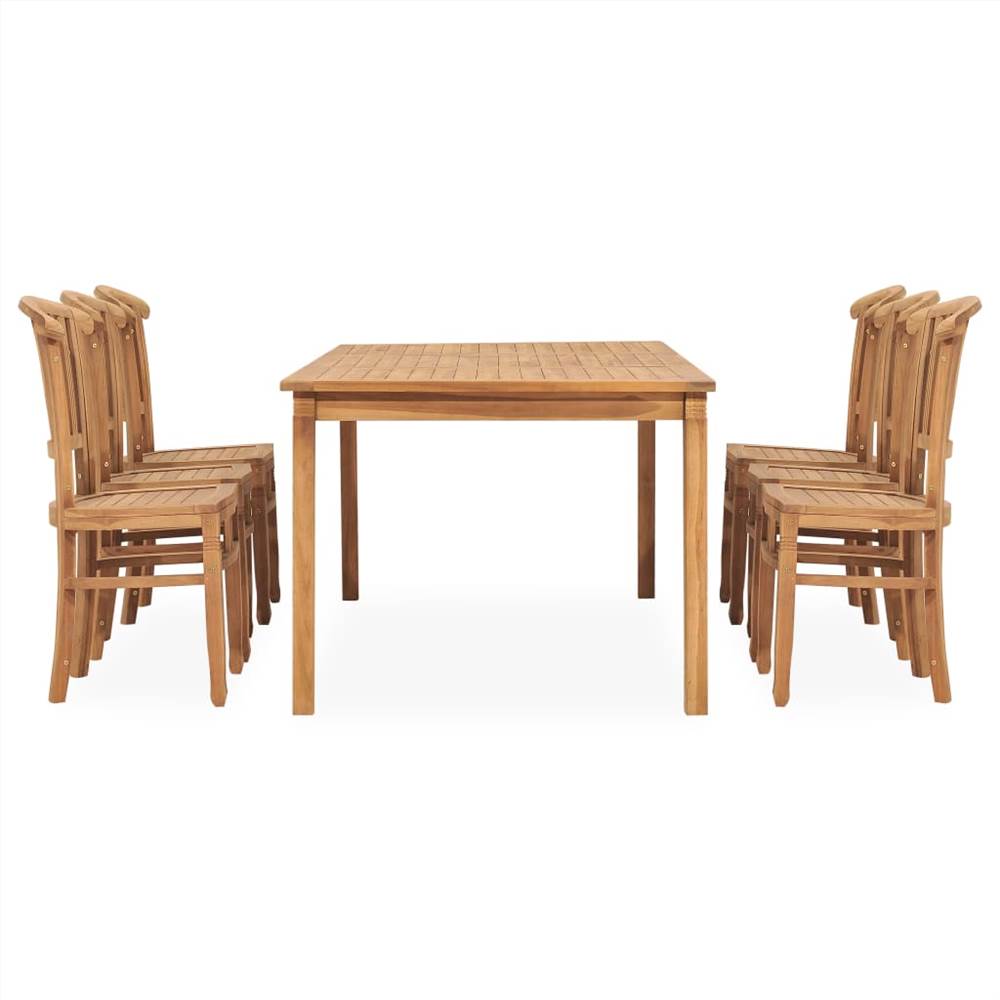 7 Piece Garden Dining Set Solid Teak Wood
