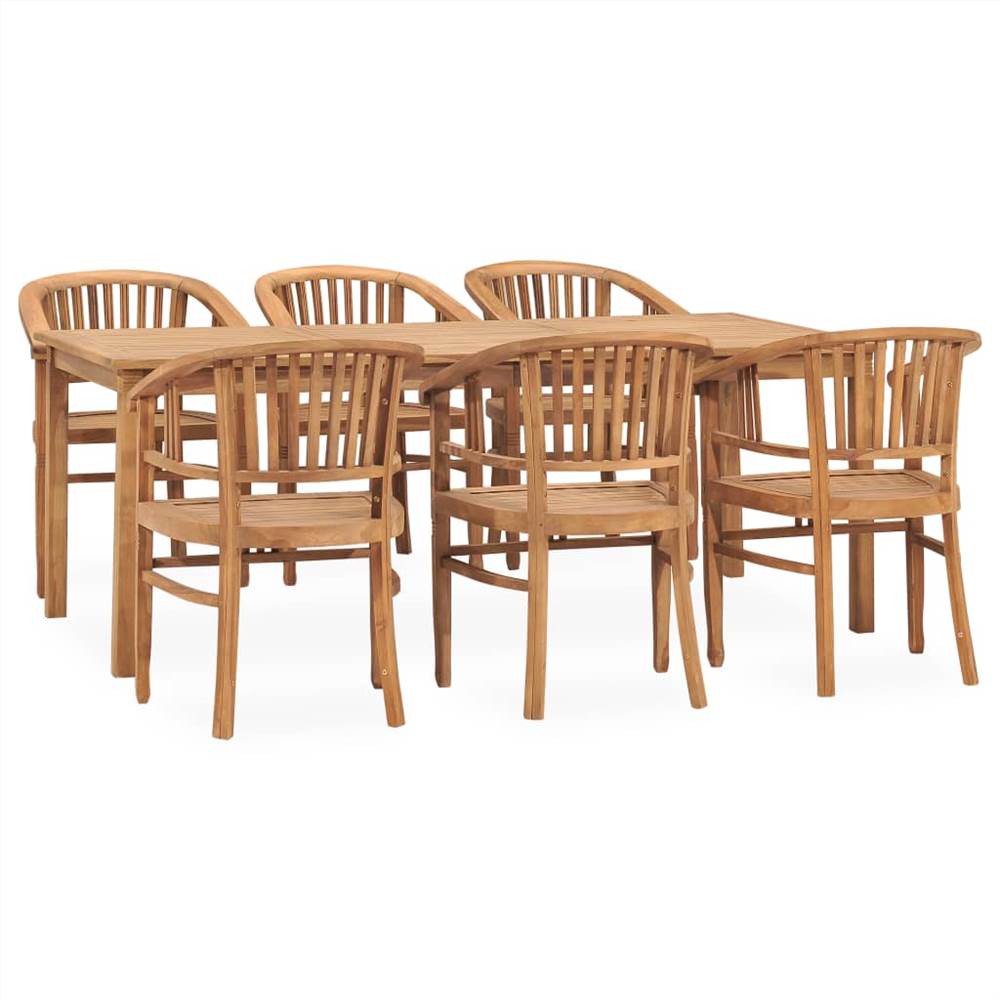 

7 Piece Garden Dining Set Solid Teak Wood