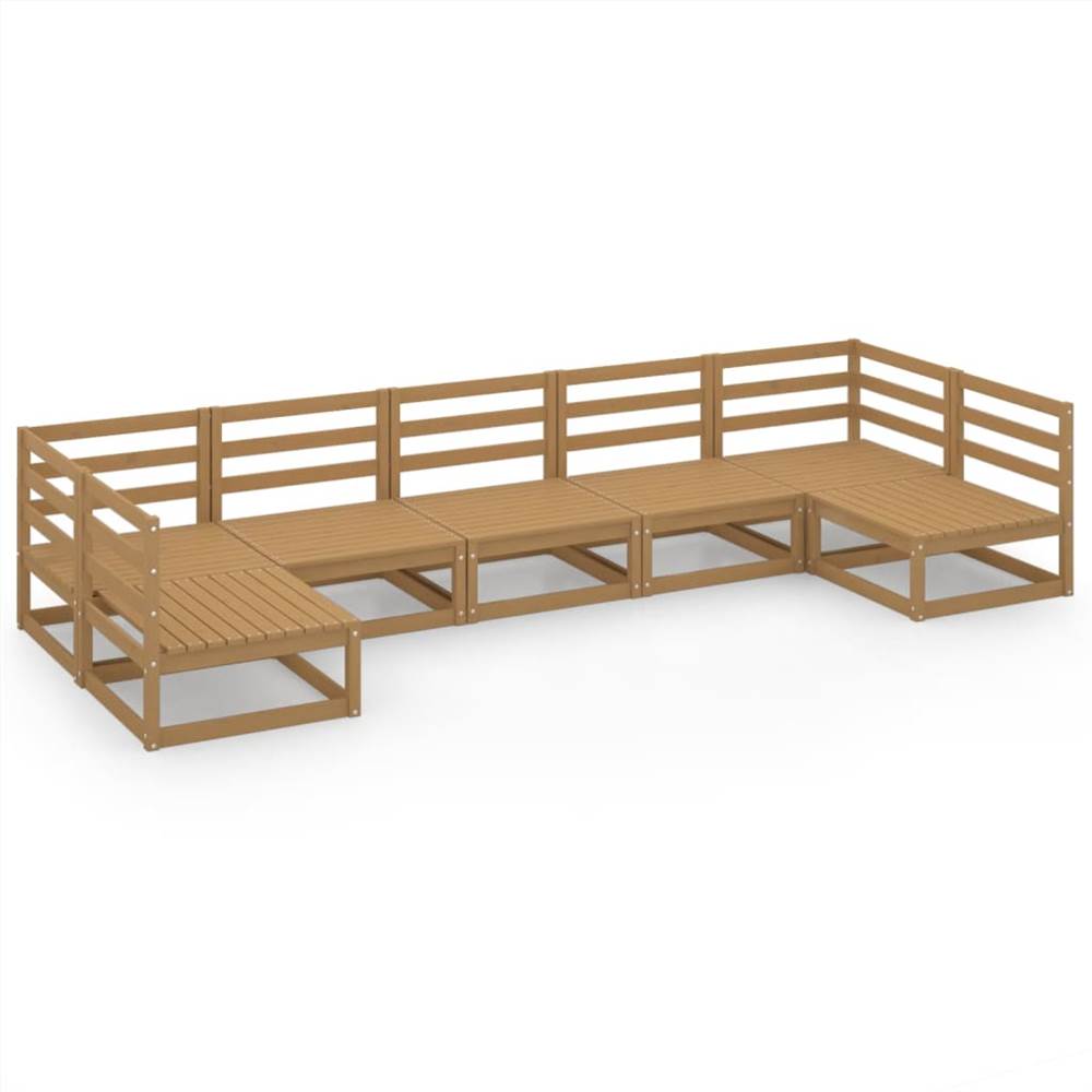 

7 Piece Garden Lounge Set Solid Pinewood