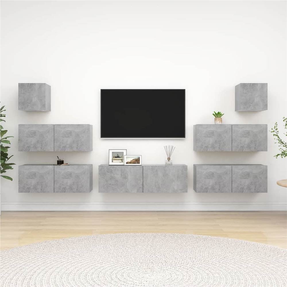 

7 Piece TV Cabinet Set Concrete Grey Chipboard