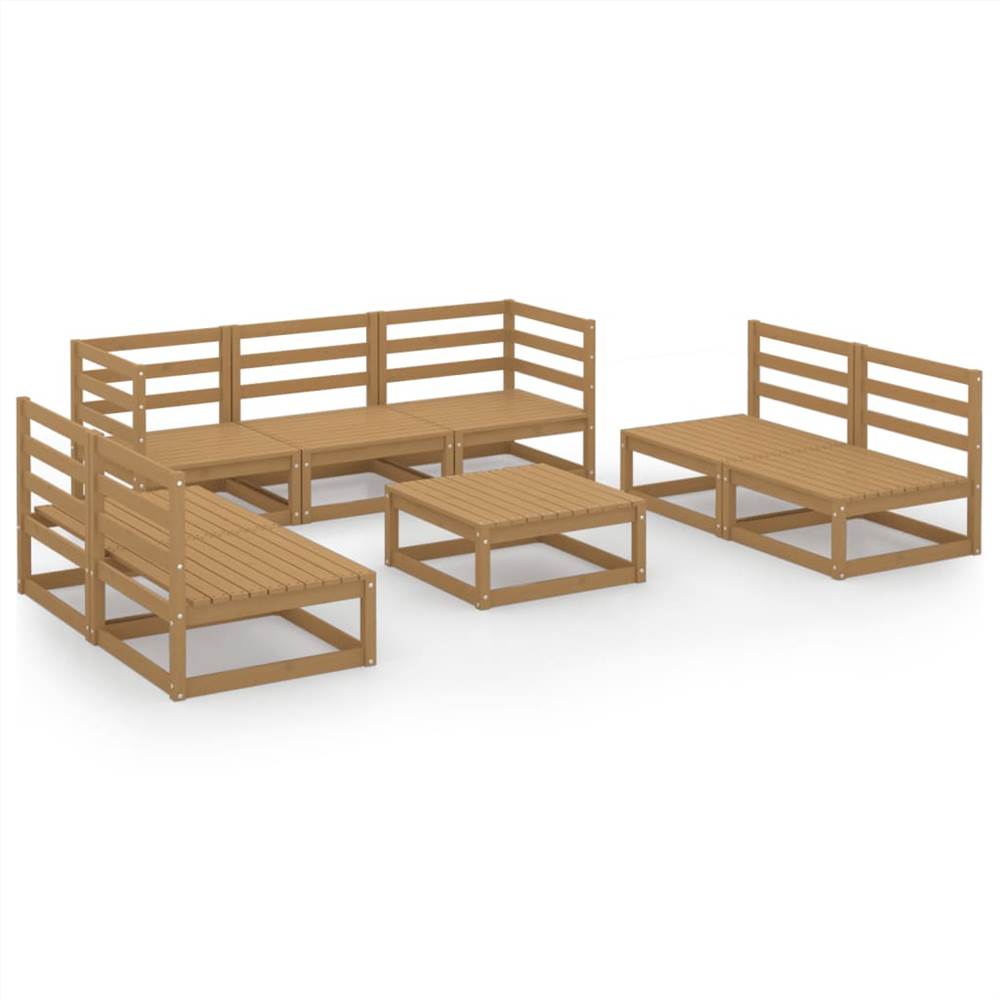 

8 Piece Garden Lounge Set Honey Brown Solid Pinewood