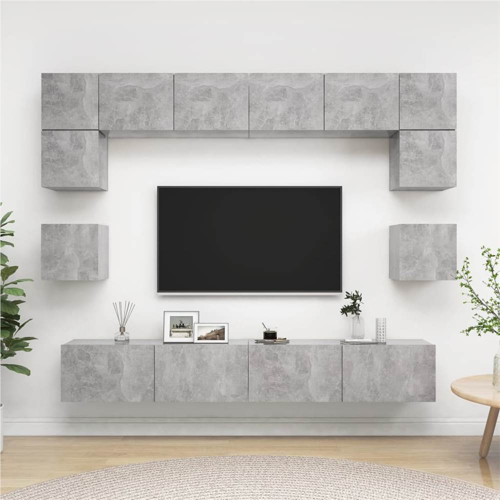 

8 Piece TV Cabinet Set Concrete Grey Chipboard
