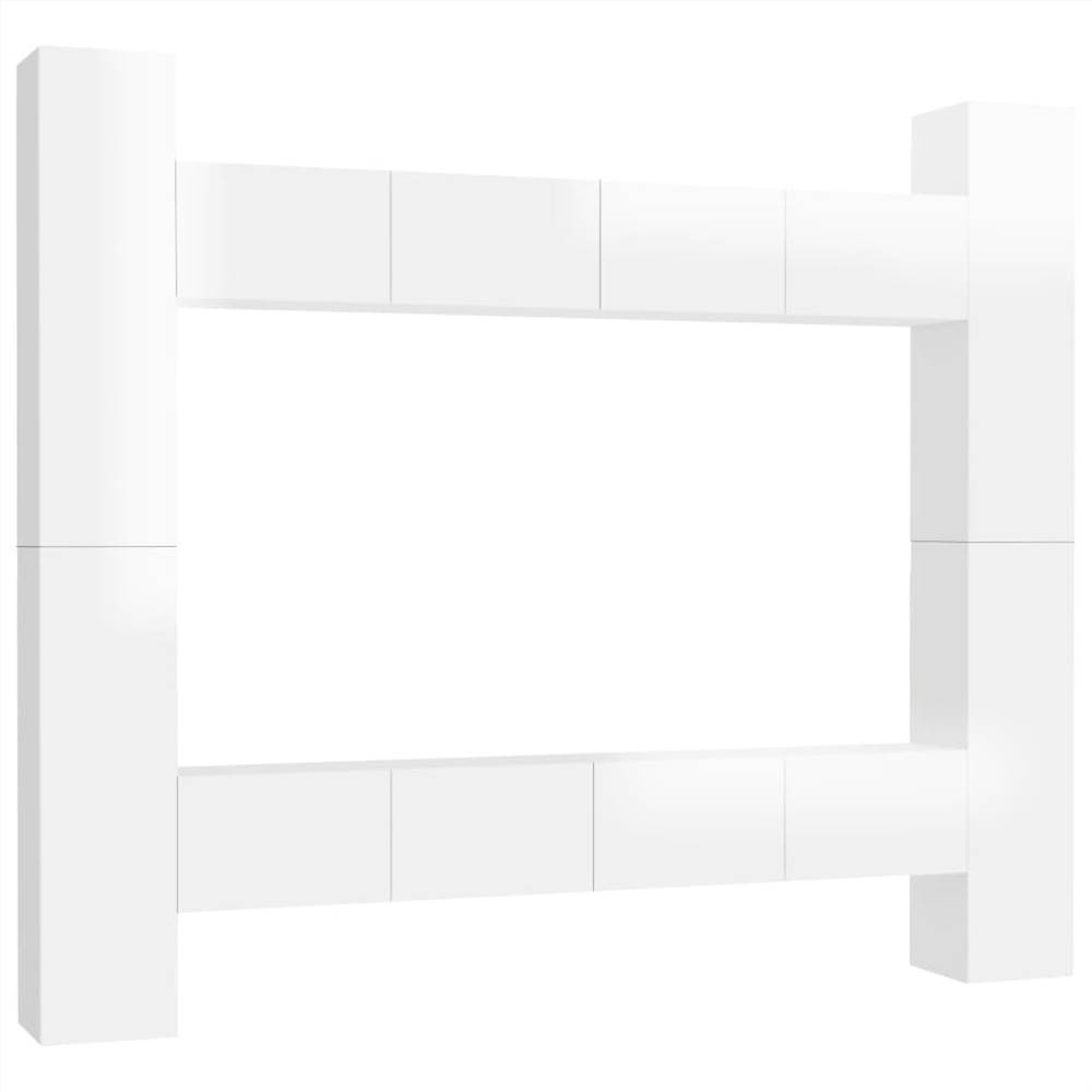 8 Piece TV Cabinet Set High Gloss White Chipboard 13 8 Piece TV Cabinet Set High Gloss White Chipboard