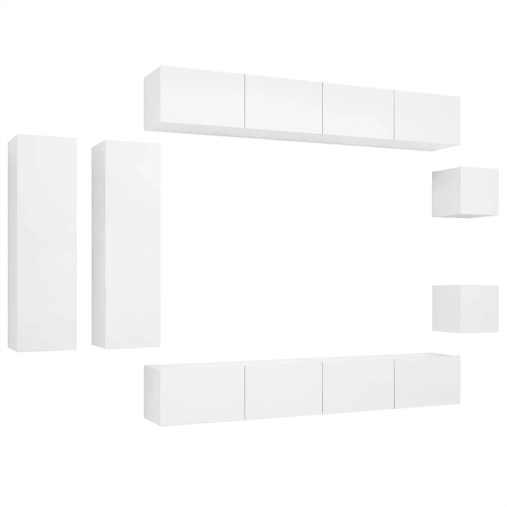 8 Piece TV Cabinet Set White Chipboard 13 8 Piece TV Cabinet Set White Chipboard