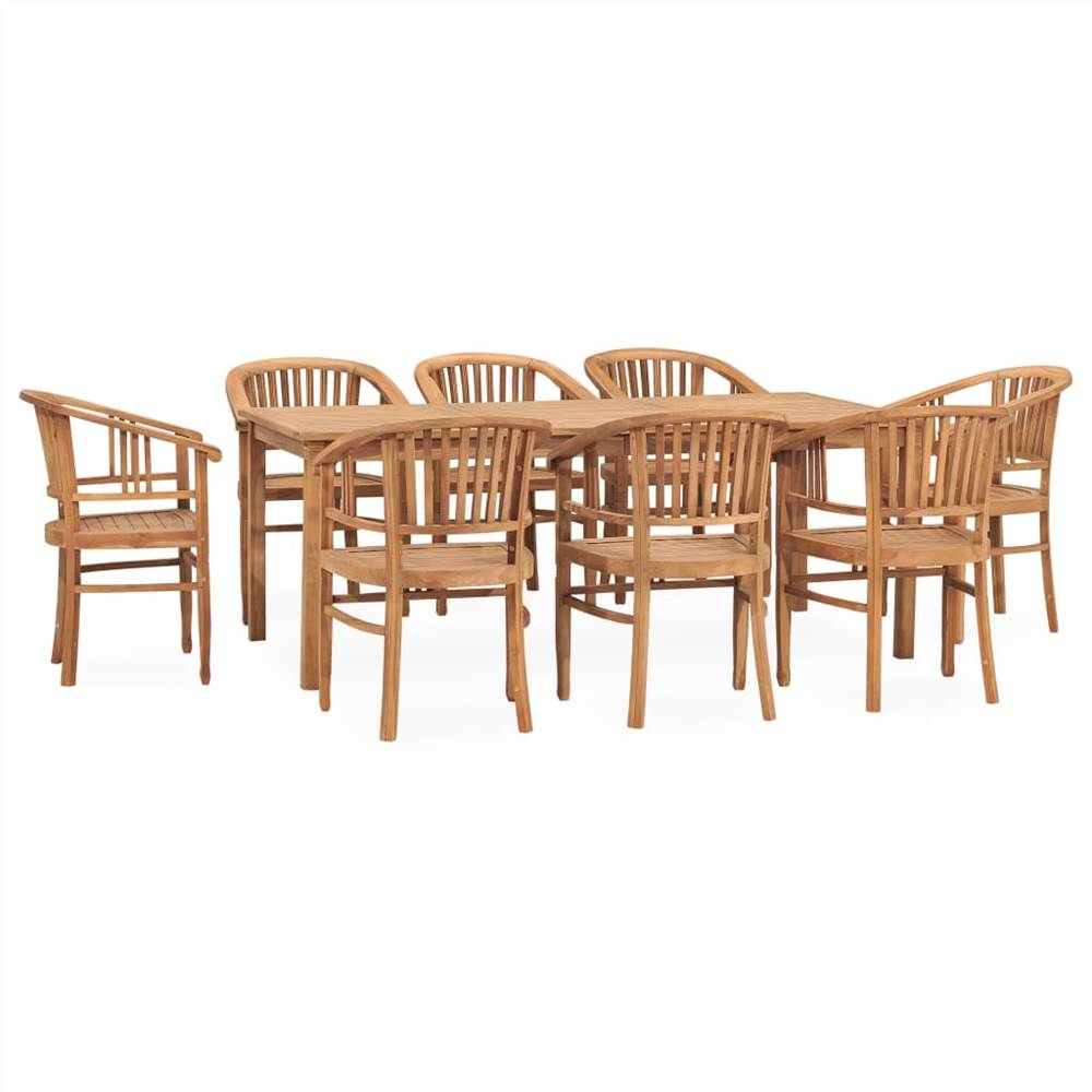 

9 Piece Garden Dining Set Solid Teak Wood