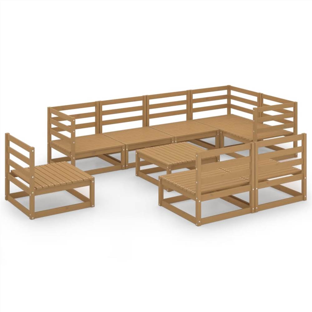

9 Piece Garden Lounge Set Honey Brown Solid Pinewood
