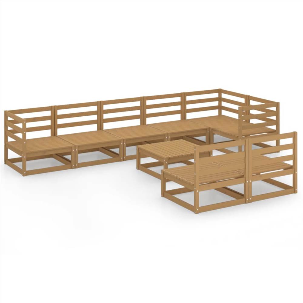 

9 Piece Garden Lounge Set Honey Brown Solid Pinewood