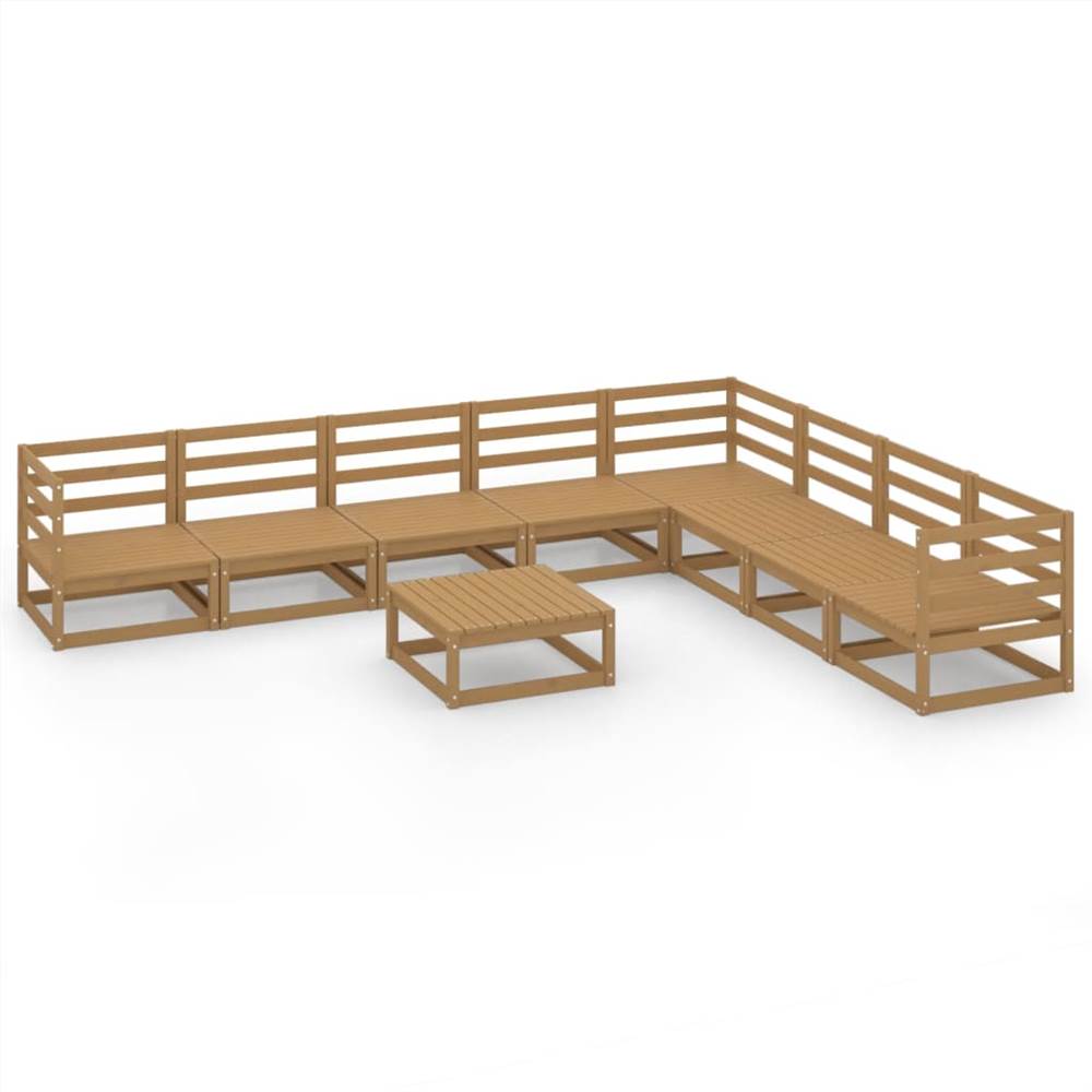 

9 Piece Garden Lounge Set Honey Brown Solid Pinewood