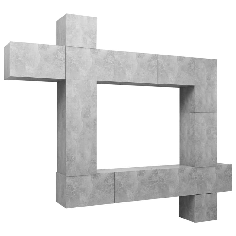 9 Piece TV Cabinet Set Concrete Grey Chipboard