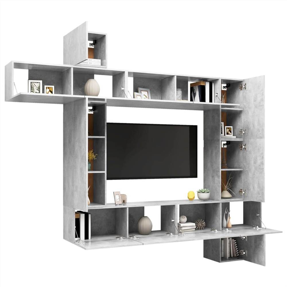 9 Piece TV Cabinet Set Concrete Grey Chipboard