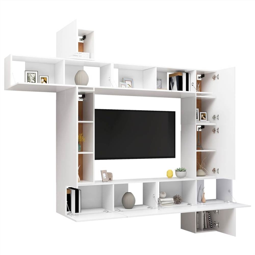 9 Piece TV Cabinet Set White Chipboard 14 9 Piece TV Cabinet Set White Chipboard